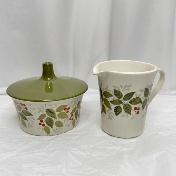 Figgjo Flint Mini Cream and Sugar Set Brazil Pattern Silk Screen MCM - Picture 2 of 16